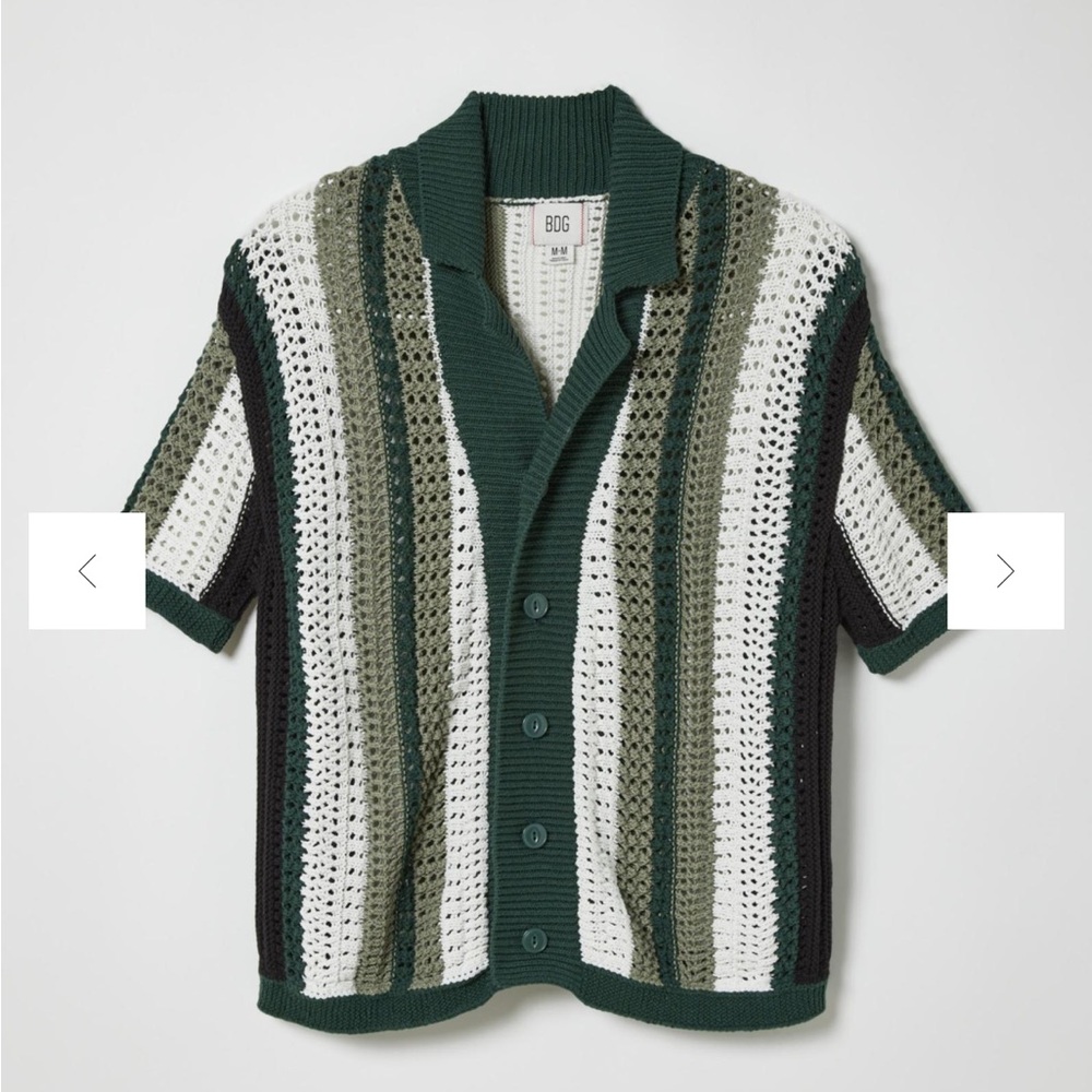 Striped Green and White Knit Cardigan